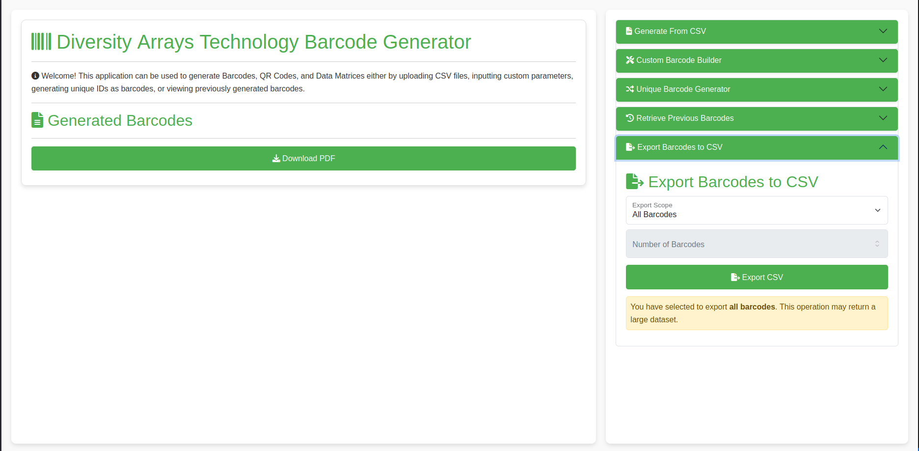 Export Barcodes